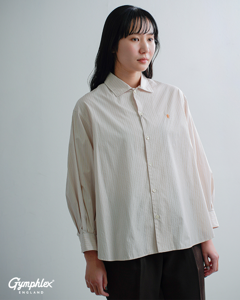 Gymphlex(ジムフレックス)コットンレギュラーカラー長袖チュニックシャツgy-b0365ogt-pse-pms