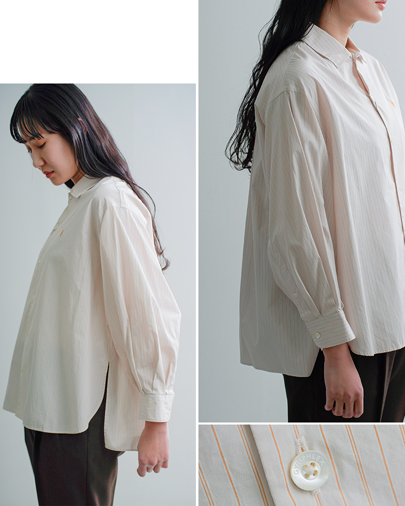 Gymphlex(ジムフレックス)コットンレギュラーカラー長袖チュニックシャツgy-b0365ogt-pse-pms