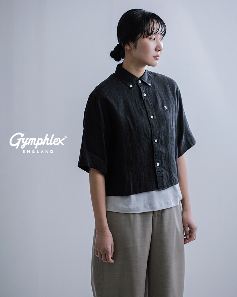 Gymphlex(ジムフレックス)リネンボタンダウン半袖シャツgy-b0367skc