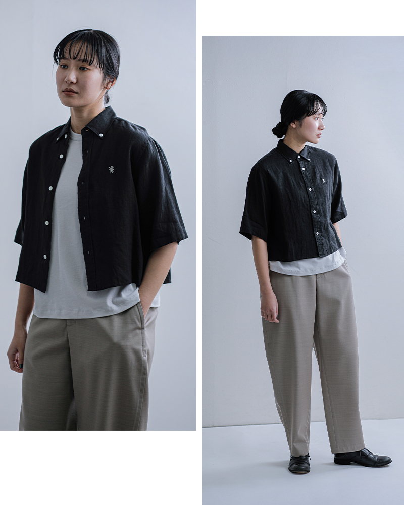 Gymphlex(ジムフレックス)リネンボタンダウン半袖シャツgy-b0367skc