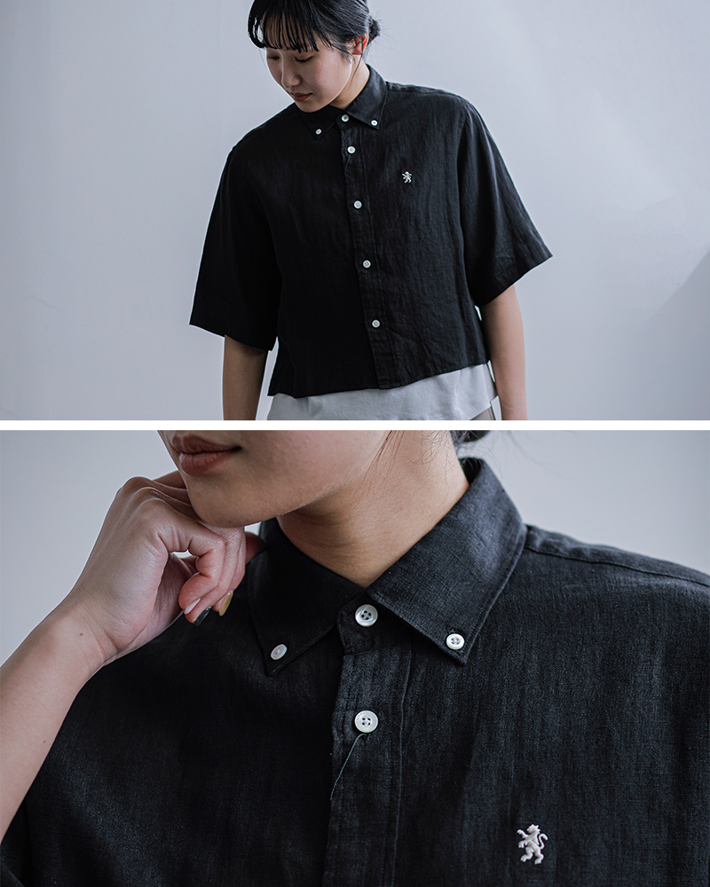 Gymphlex(ジムフレックス)リネンボタンダウン半袖シャツgy-b0367skc