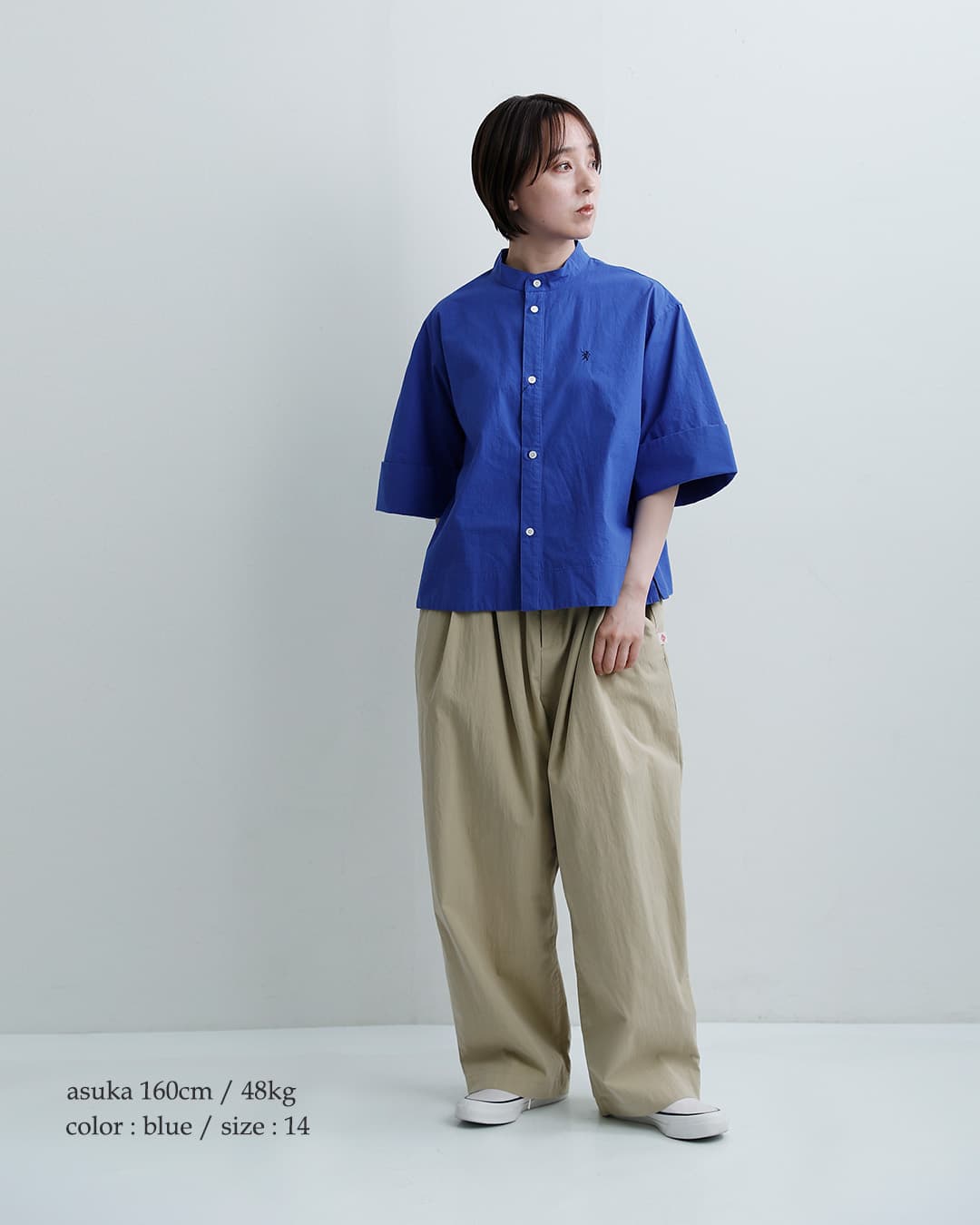 Gymphlexコットンタイプライター スタンドカラー 半袖シャツ gy-b0368tyo-26ss