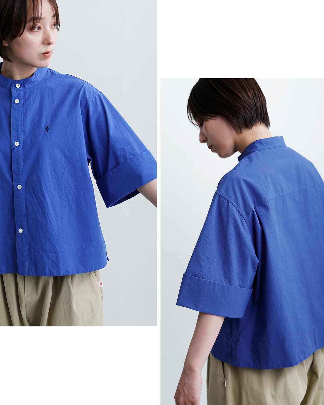 Gymphlexコットンタイプライター スタンドカラー 半袖シャツ gy-b0368tyo-26ss