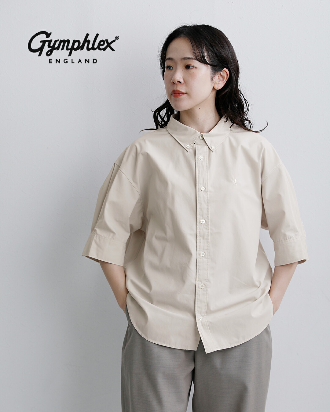 Gymphlex(ジムフレックス)コットン 抜け襟 ショート 半袖シャツ gy-b0458hle
