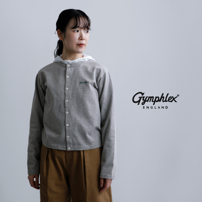 Gymphlex(ジムフレックス)コットン天竺ショートクルーネックカーディガンgy-c0367sct