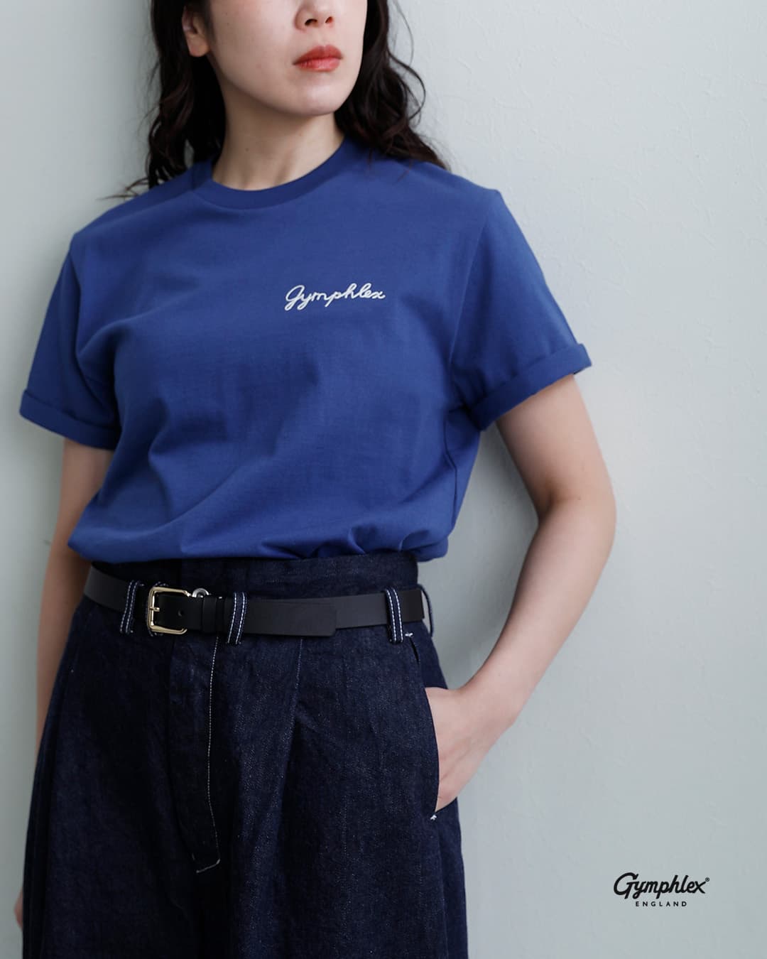 Gymphlexコットン天竺 チェーン刺繍 半袖Tシャツ gy-c0446com