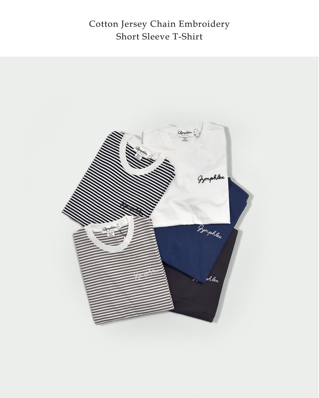 Gymphlexコットン天竺 チェーン刺繍 半袖Tシャツ gy-c0446com