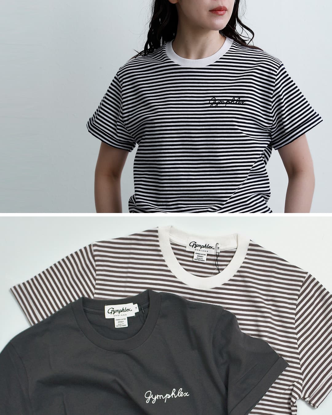 Gymphlexコットン天竺 チェーン刺繍 半袖Tシャツ gy-c0446com