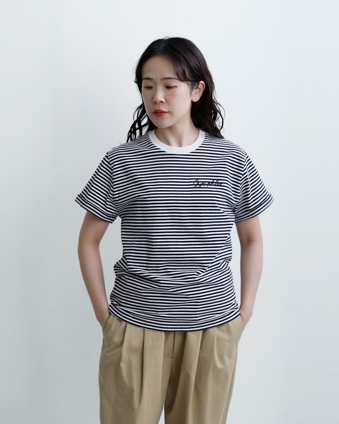 Gymphlexコットン天竺 チェーン刺繍 半袖Tシャツ gy-c0446com