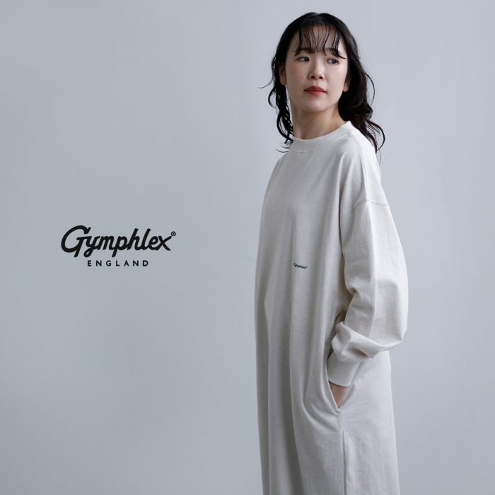 Gymphlex(ジムフレックス)コットン天竺ワイドクルーネックワンピースgy-c0543hkt