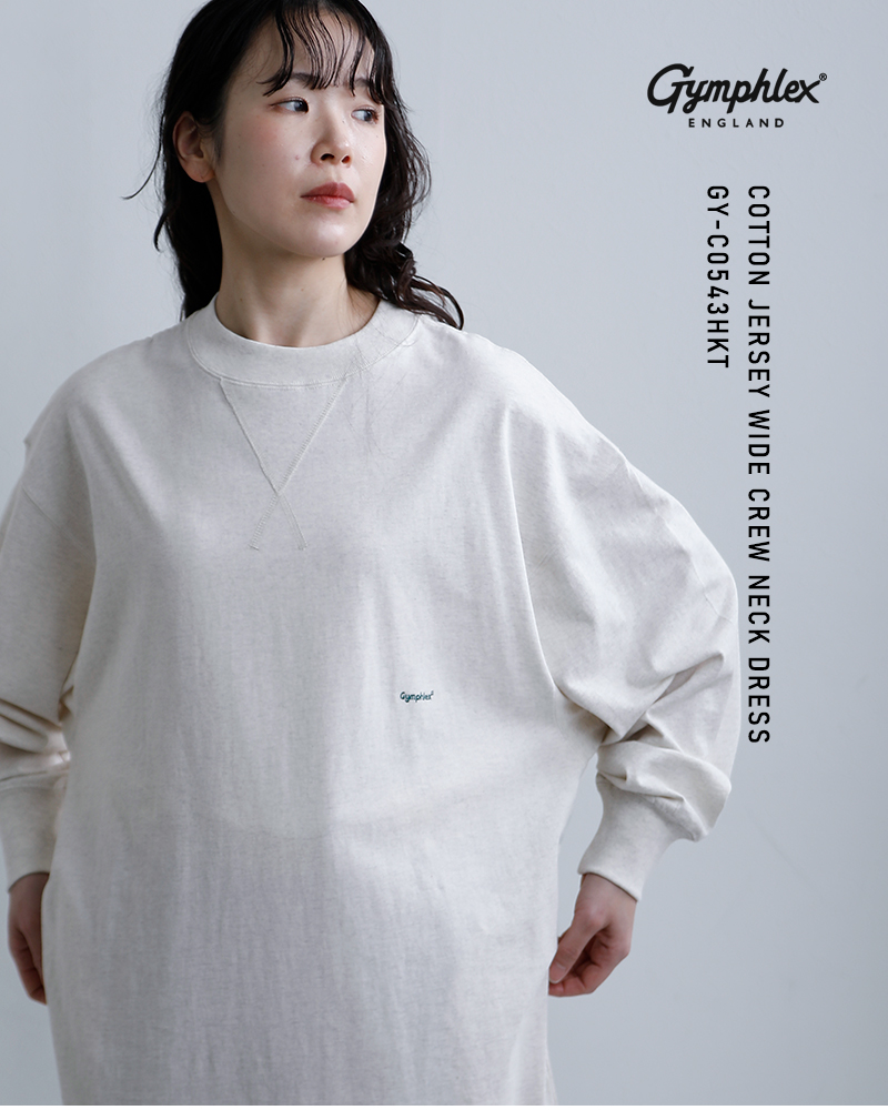 Gymphlex(ジムフレックス)コットン天竺ワイドクルーネックワンピースgy-c0543hkt