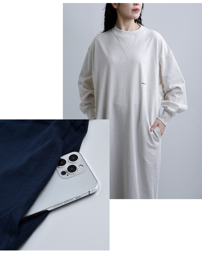 Gymphlex(ジムフレックス)コットン天竺ワイドクルーネックワンピースgy-c0543hkt