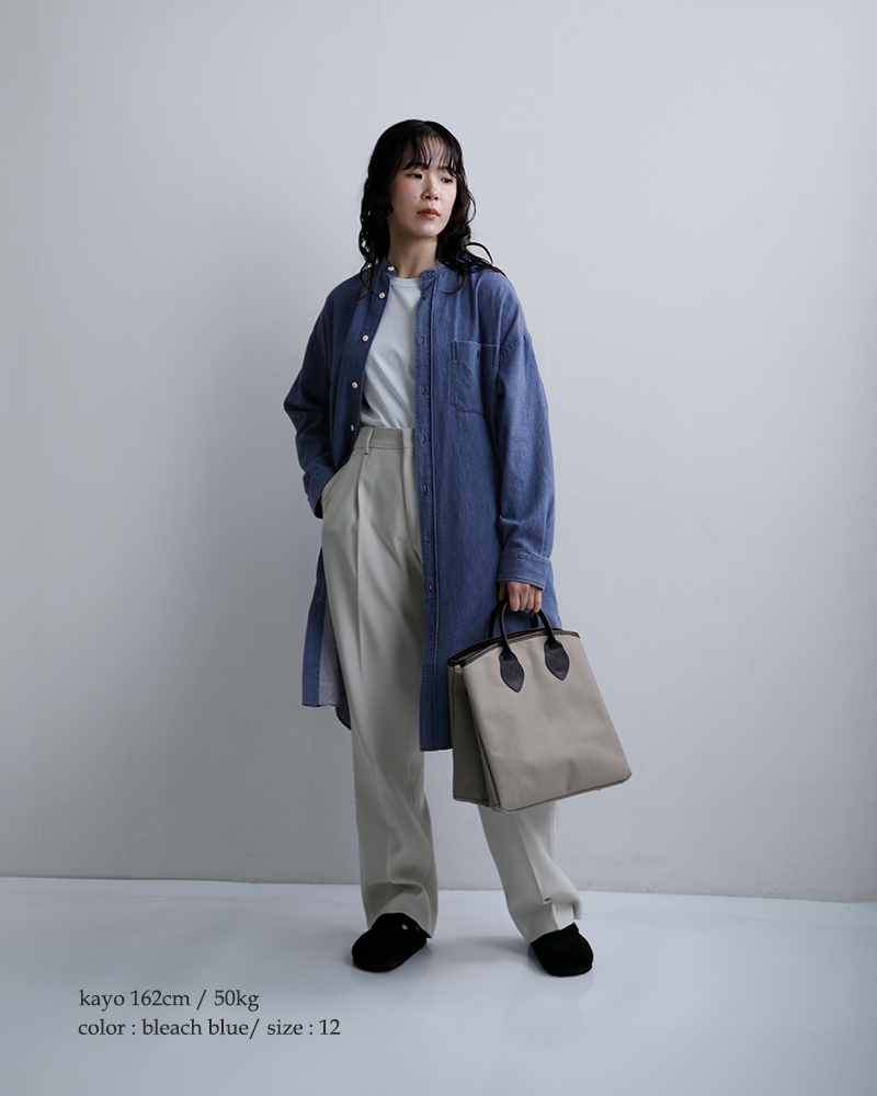 Gymphlex(ジムフレックス)ライトデニムバンドカラーシャツワンピースgy-g0064sdm