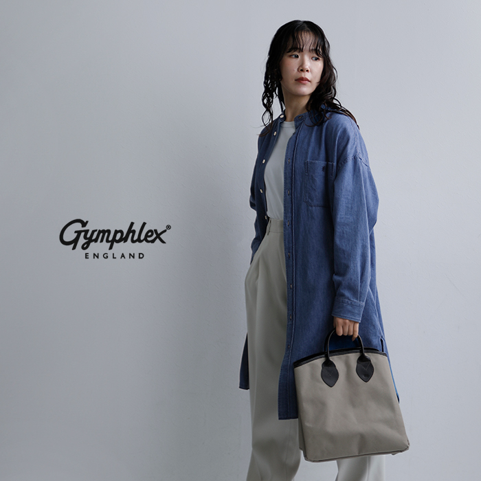 Gymphlex(ジムフレックス)ライトデニムバンドカラーシャツワンピースgy-g0064sdm