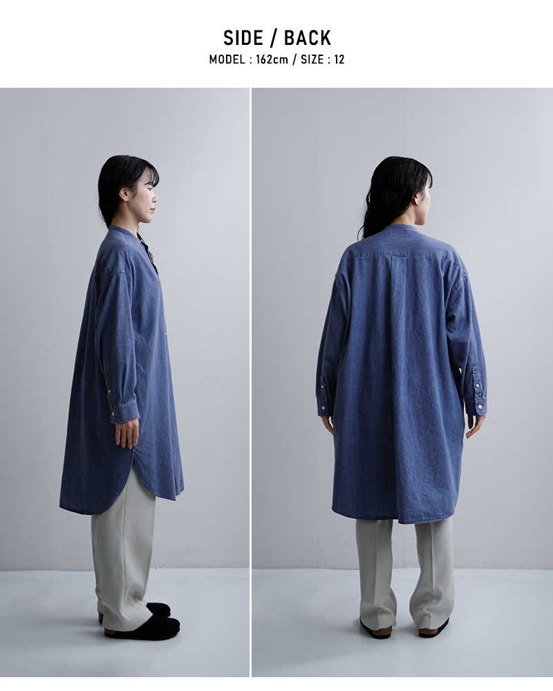 Gymphlex(ジムフレックス)ライトデニムバンドカラーシャツワンピースgy-g0064sdm