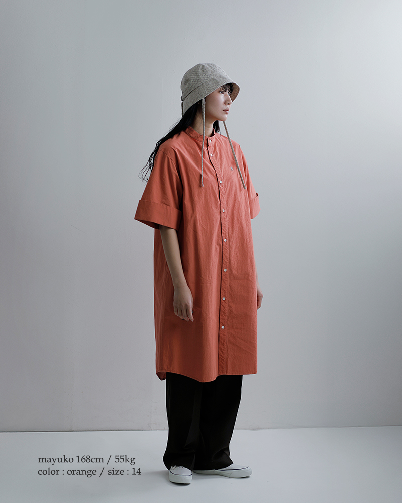 Gymphlex(ジムフレックス)コットンスタンドカラー半袖シャツワンピースgy-g0119tyo