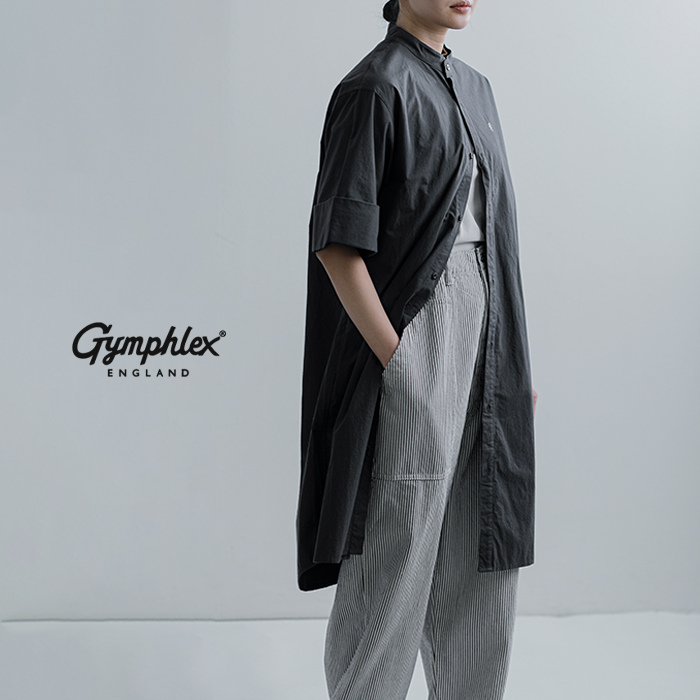 Gymphlex(ジムフレックス)コットンスタンドカラー半袖シャツワンピースgy-g0119tyo