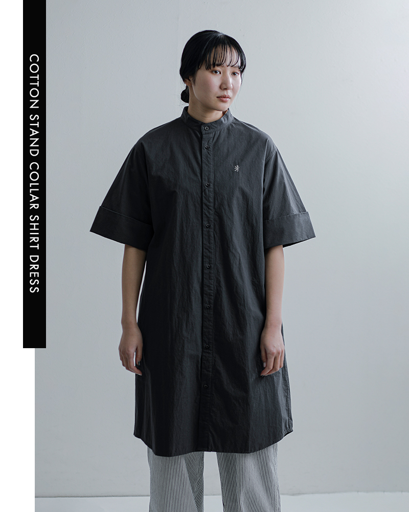 Gymphlex(ジムフレックス)コットンスタンドカラー半袖シャツワンピースgy-g0119tyo