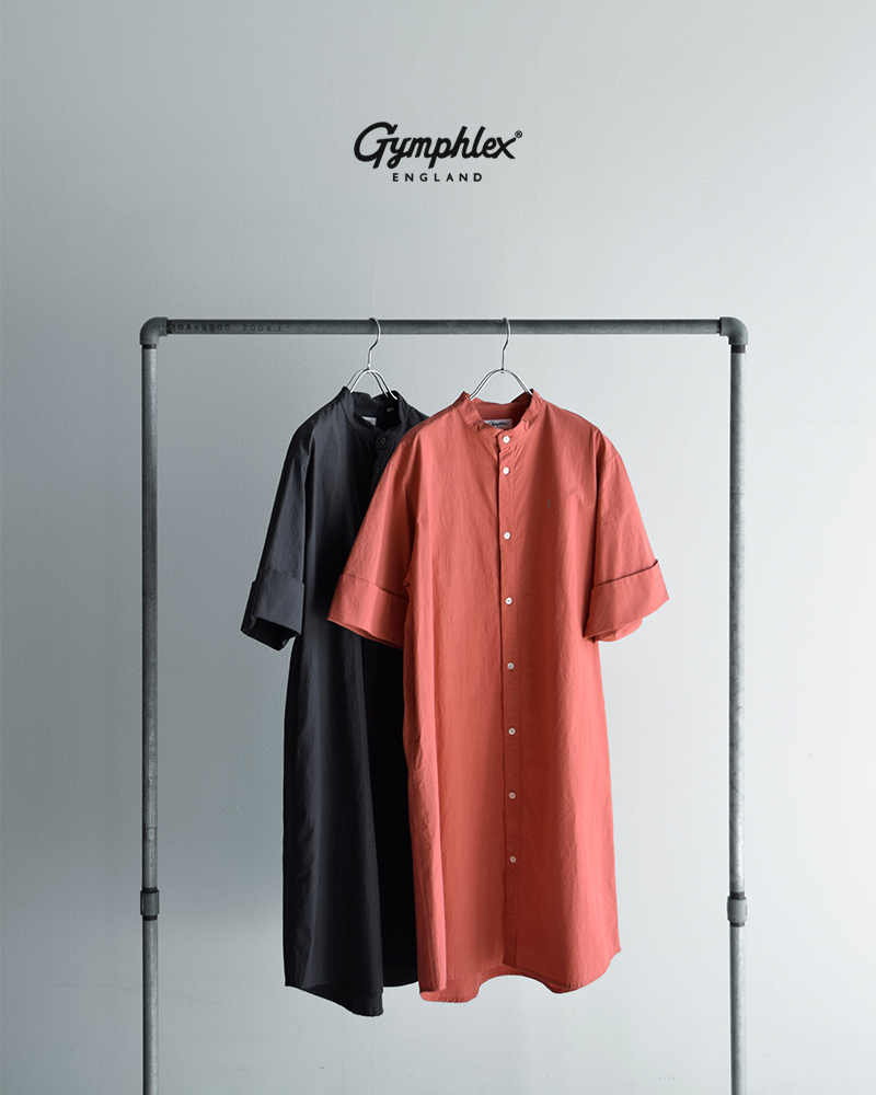 Gymphlex(ジムフレックス)コットンスタンドカラー半袖シャツワンピースgy-g0119tyo