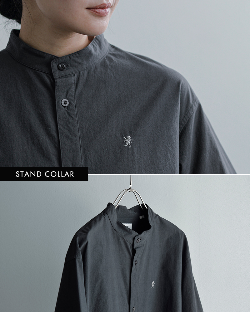 Gymphlex(ジムフレックス)コットンスタンドカラー半袖シャツワンピースgy-g0119tyo