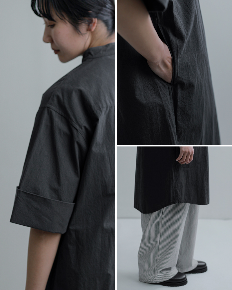 Gymphlex(ジムフレックス)コットンスタンドカラー半袖シャツワンピースgy-g0119tyo