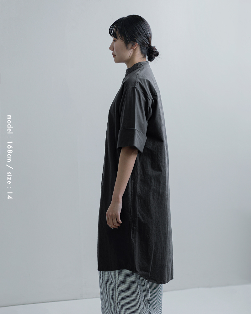 Gymphlex(ジムフレックス)コットンスタンドカラー半袖シャツワンピースgy-g0119tyo