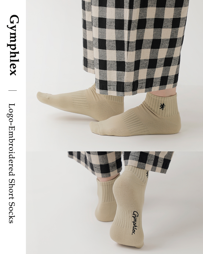 Gymphlex(ジムフレックス)ロゴ刺繍ショートソックスgy-h0381vca