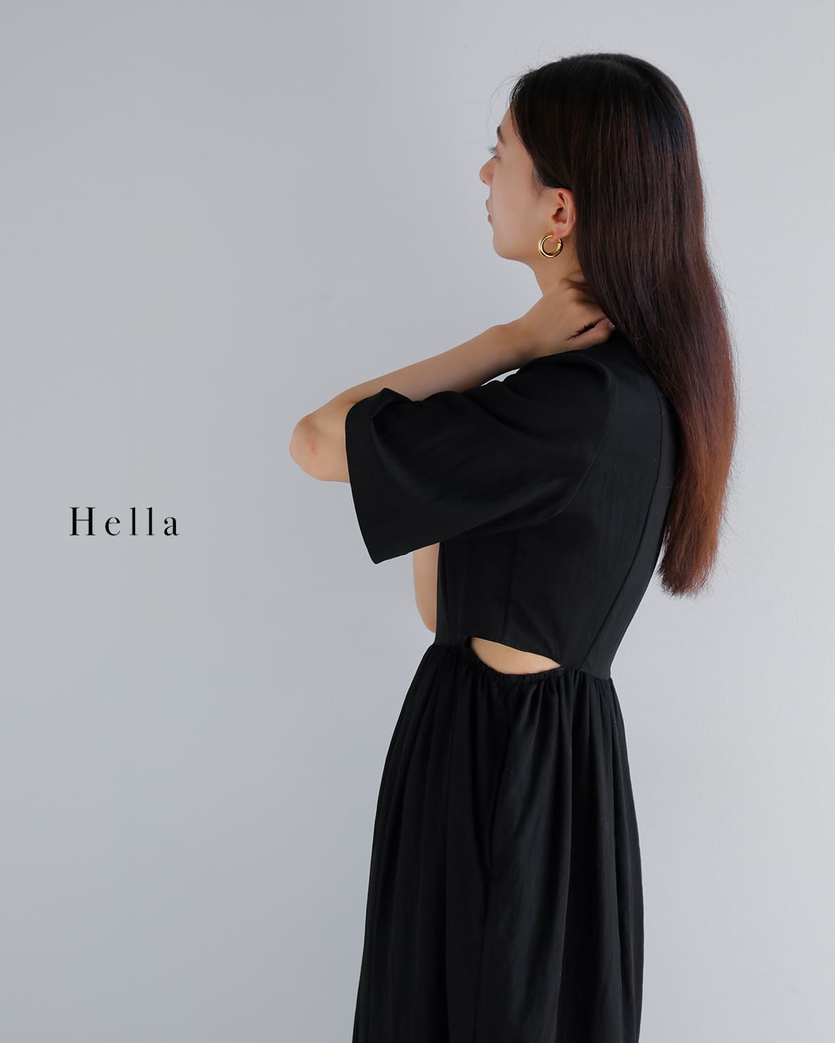 Hella(ヘラ)ウエストサイドスリット コクーン ドレス WAIST SIDE SLIT COCOON DRESSh261-43