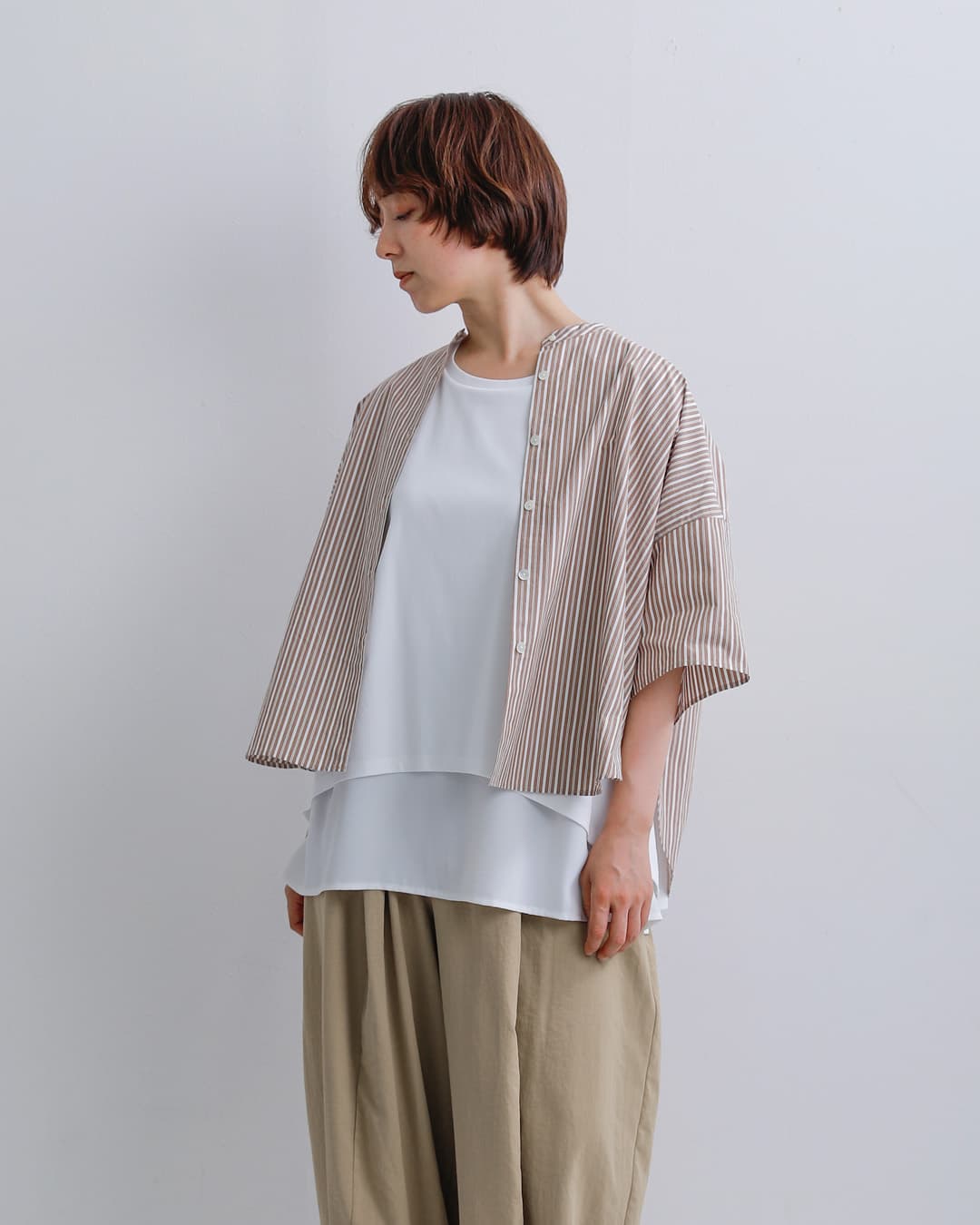 HERENCIA(ヘレンチア)コットン 重ね着風 クルーネック カットソー h526132