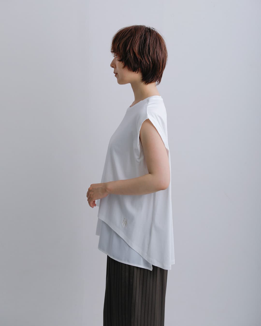 HERENCIA(ヘレンチア)コットン 重ね着風 クルーネック カットソー h526132