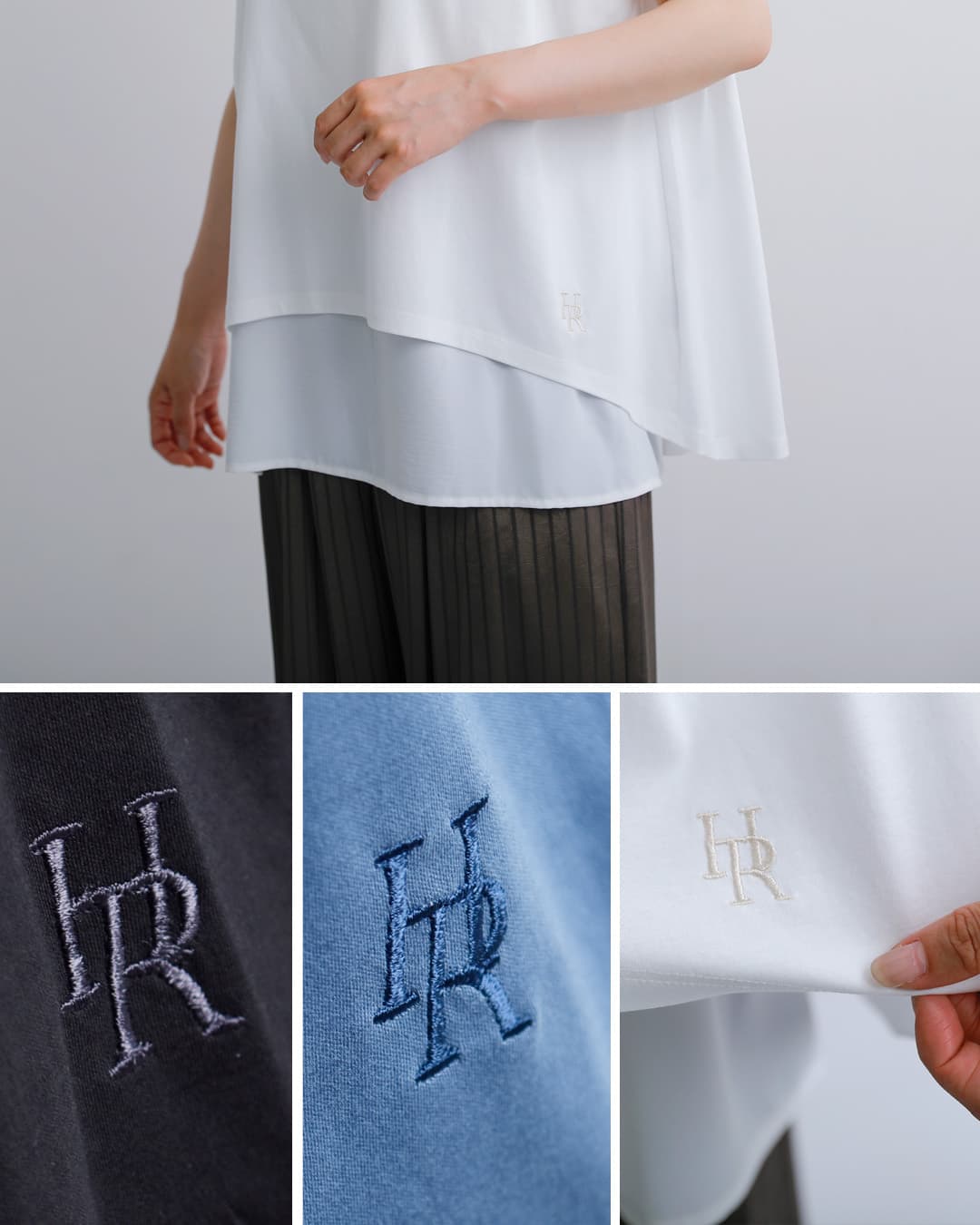 HERENCIA(ヘレンチア)コットン 重ね着風 クルーネック カットソー h526132