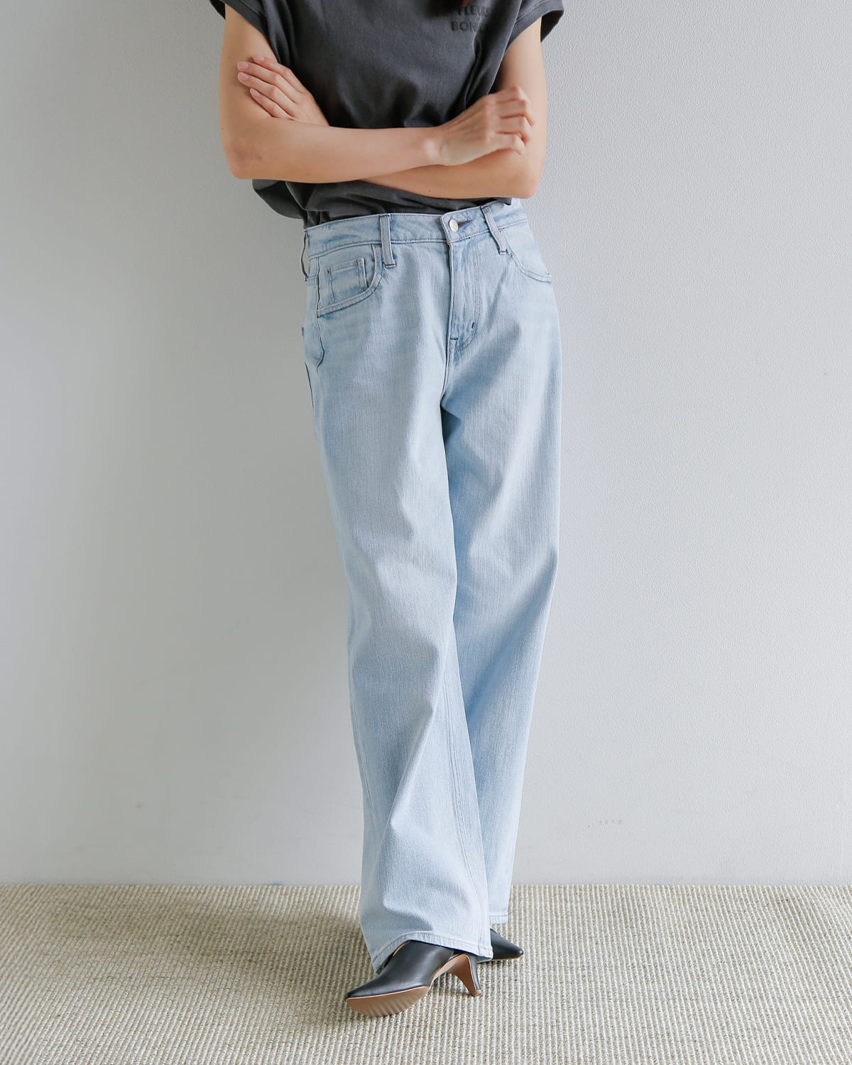 Healthy Denim(ヘルシーデニム)ミッドライズワイドストレートデニムパンツ  “Pink Pepper Midrise” h87350403