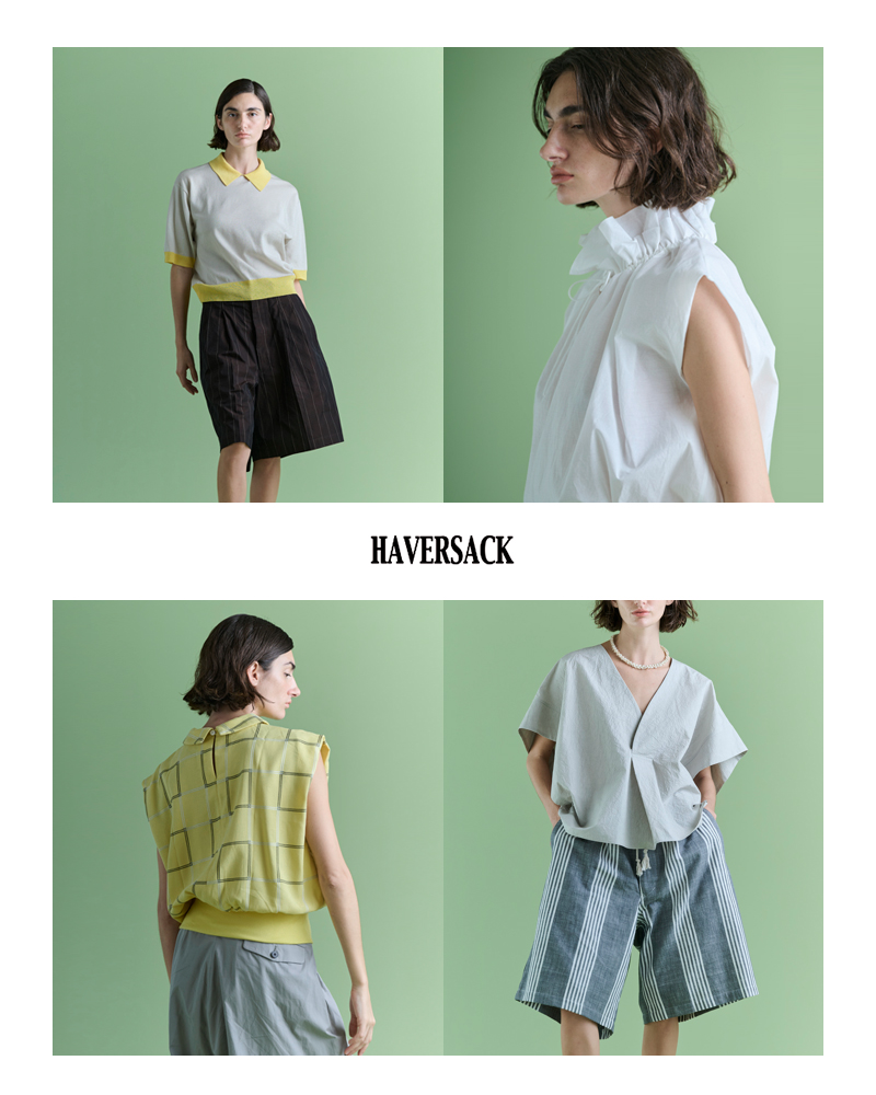 HAVERSACK(ハバーサック)コットン天竺クルーネックギャザーフリルスリーブTシャツ612602