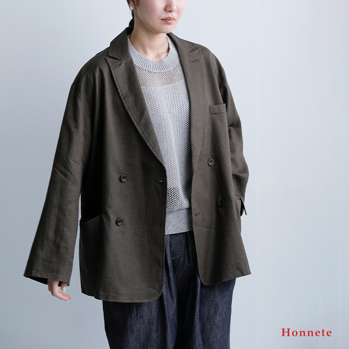 Honneteダブルブレスト オーバーフィット ジャケット ho-26ss-j13l