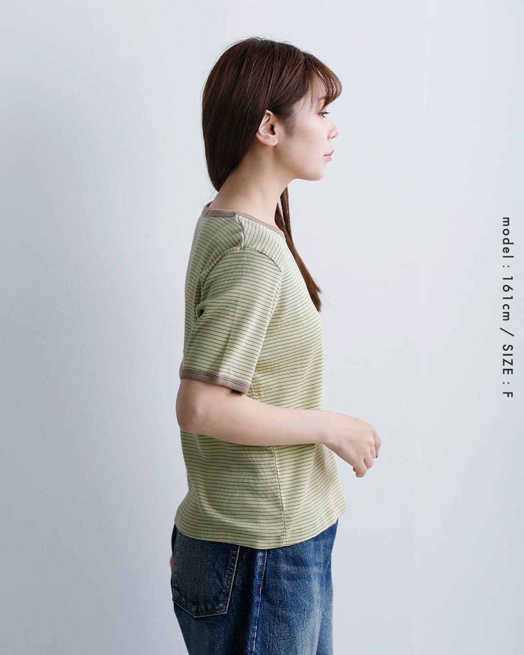 Healthknitチューブラーリブ 半袖 ボーダー Tシャツ hr26s-l302