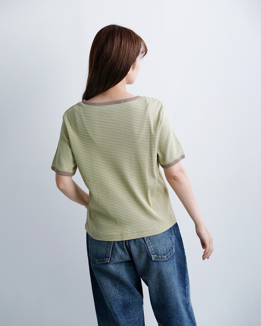 Healthknitチューブラーリブ 半袖 ボーダー Tシャツ hr26s-l302