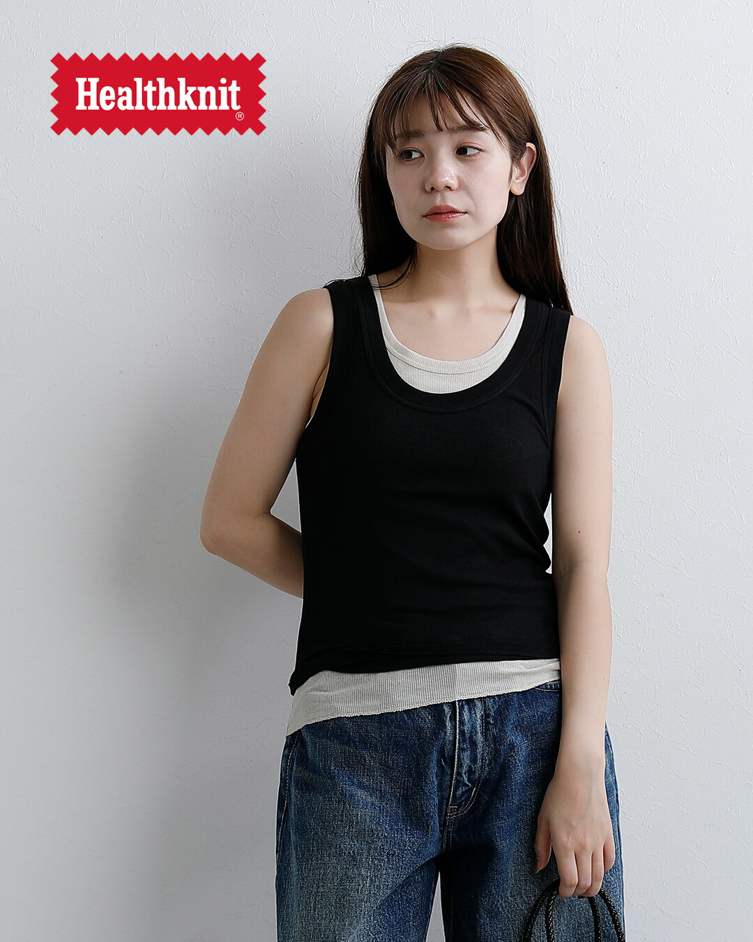 Healthknitコットン レイヤード タンクトップ hr26s-l303