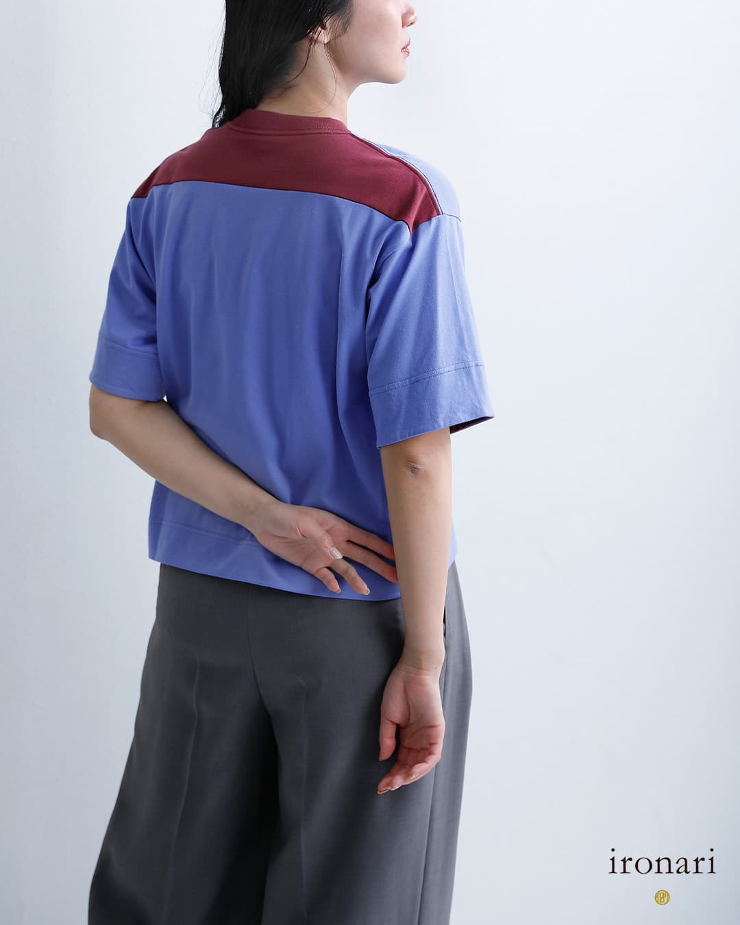 ironariコットン バイカラー Tシャツ “OTRIM” i-26503