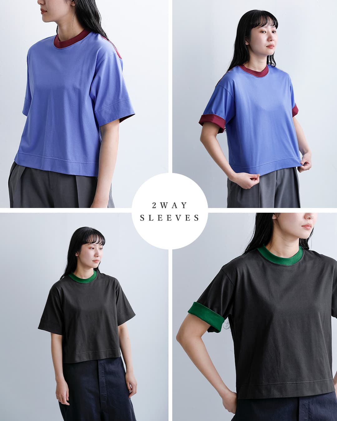 ironariコットン バイカラー Tシャツ “OTRIM” i-26503