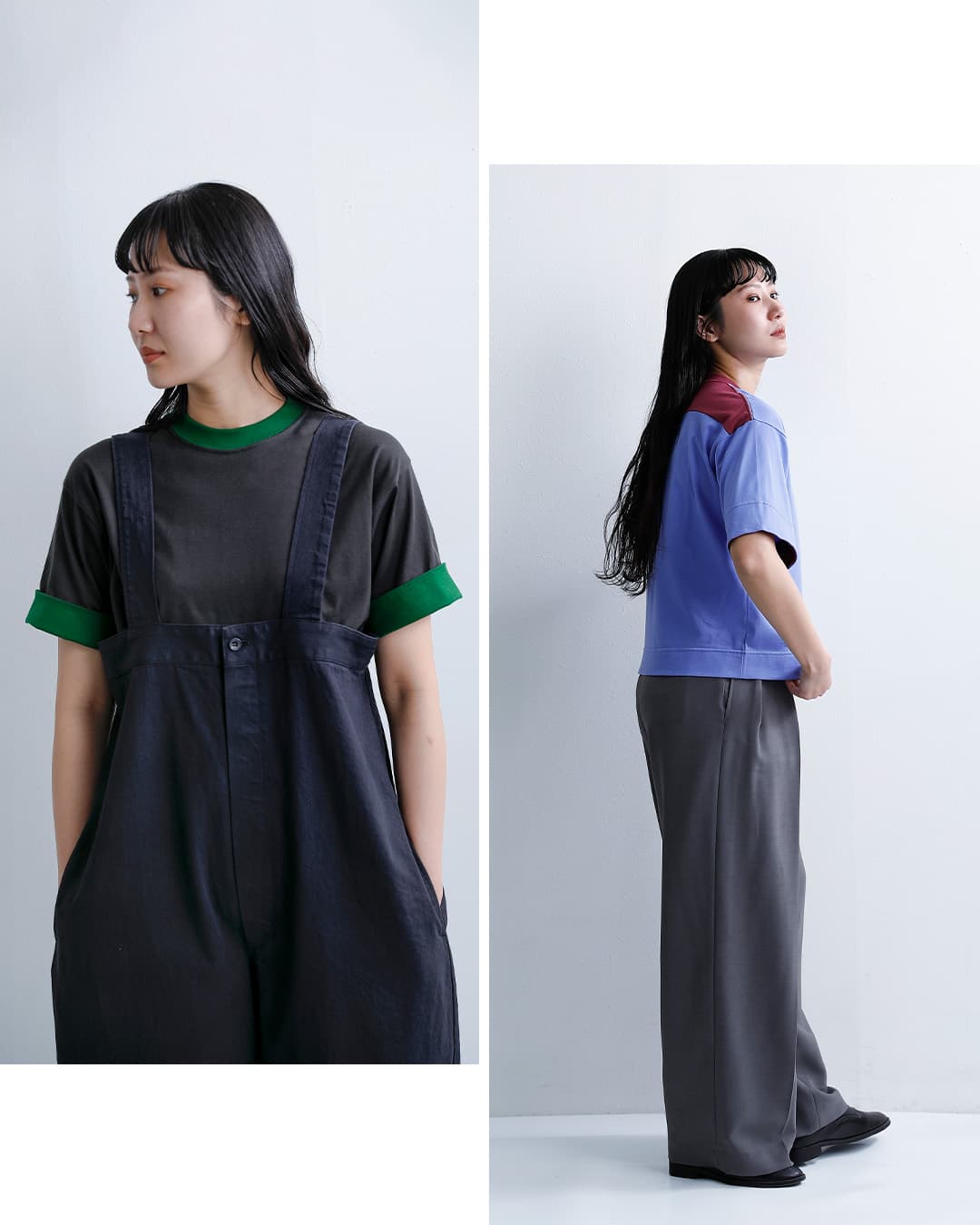 ironariコットン バイカラー Tシャツ “OTRIM” i-26503
