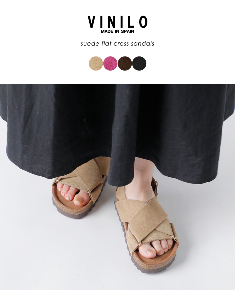 VINILO(ヴィニーロ)スエードフラットクロスサンダルib-7517-af