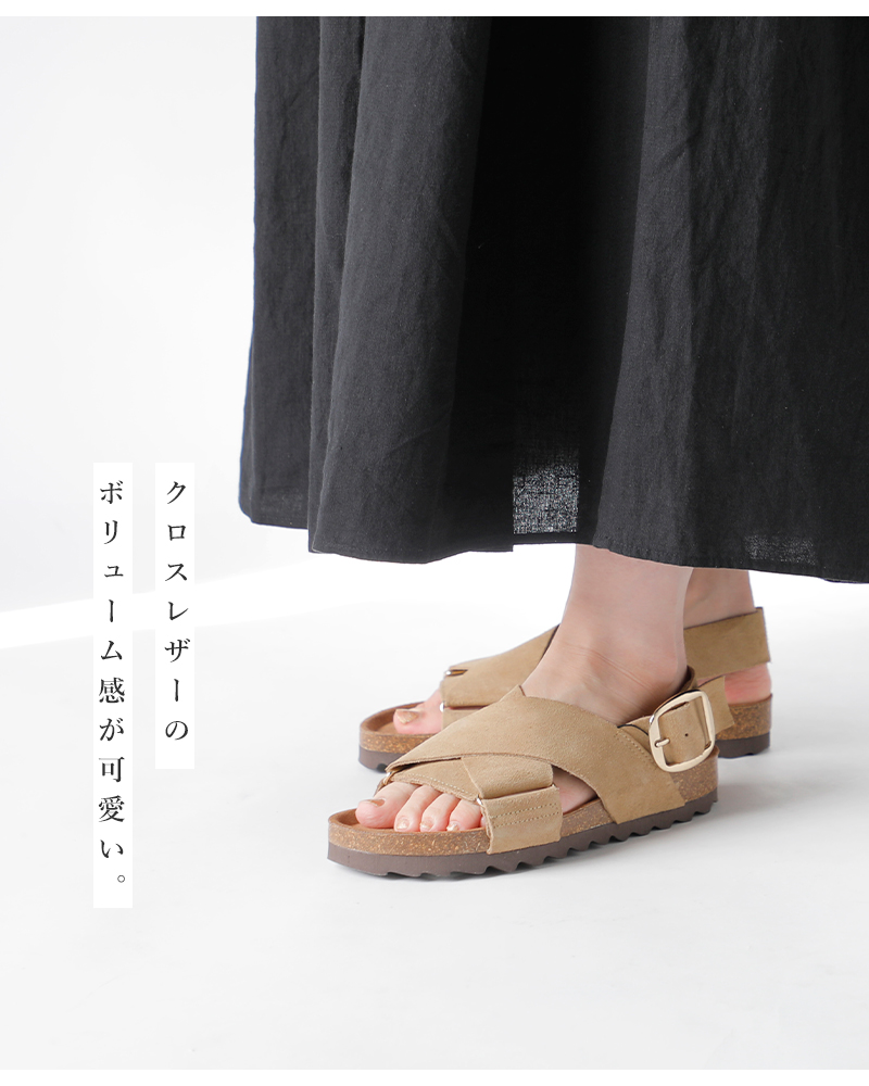 VINILO(ヴィニーロ)スエードフラットクロスサンダルib-7517-af