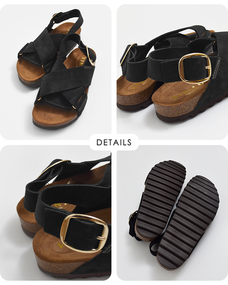 VINILO(ヴィニーロ)スエードフラットクロスサンダルib-7517-af