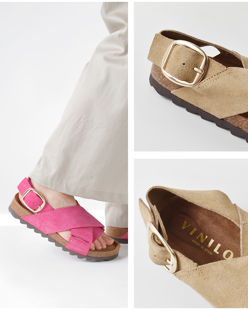 VINILO(ヴィニーロ)スエードフラットクロスサンダルib-7517-af