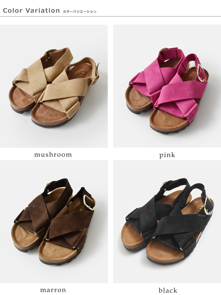 VINILO(ヴィニーロ)スエードフラットクロスサンダルib-7517-af