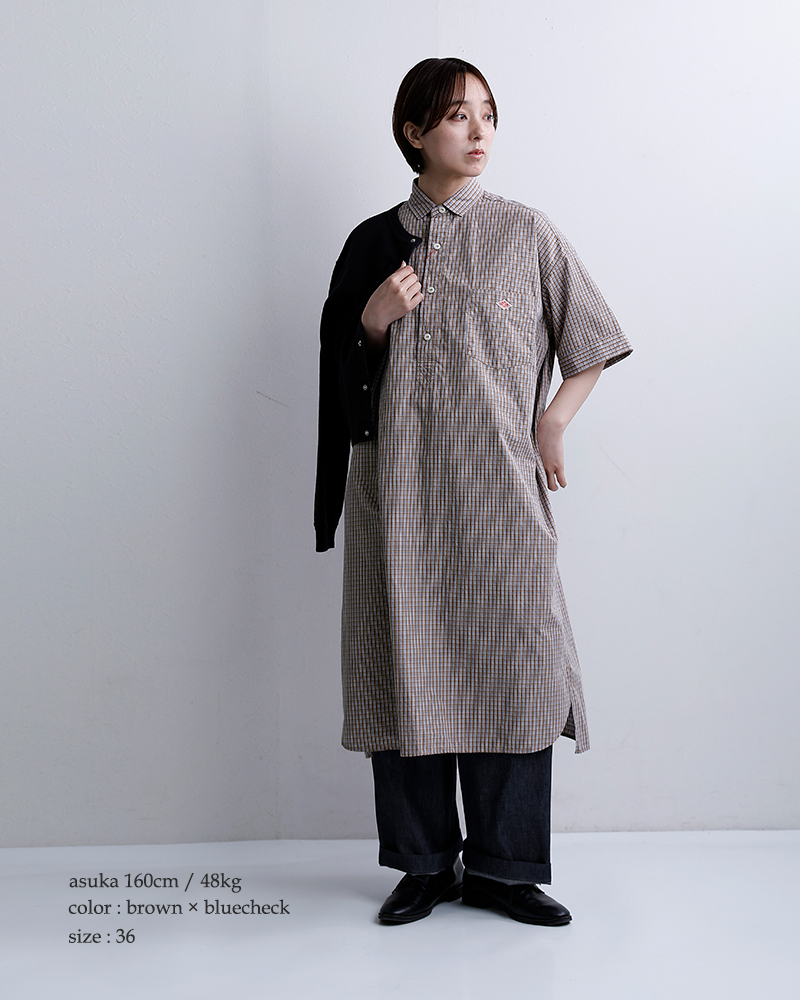 DANTON(ダントン)コットン チェック ショートスリーブ プルオーバー ドレス jd-3655cpp-26ss