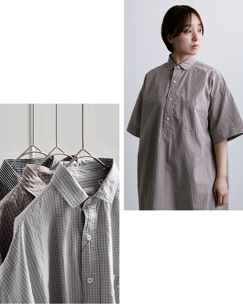 DANTON(ダントン)コットン チェック ショートスリーブ プルオーバー ドレス jd-3655cpp-26ss