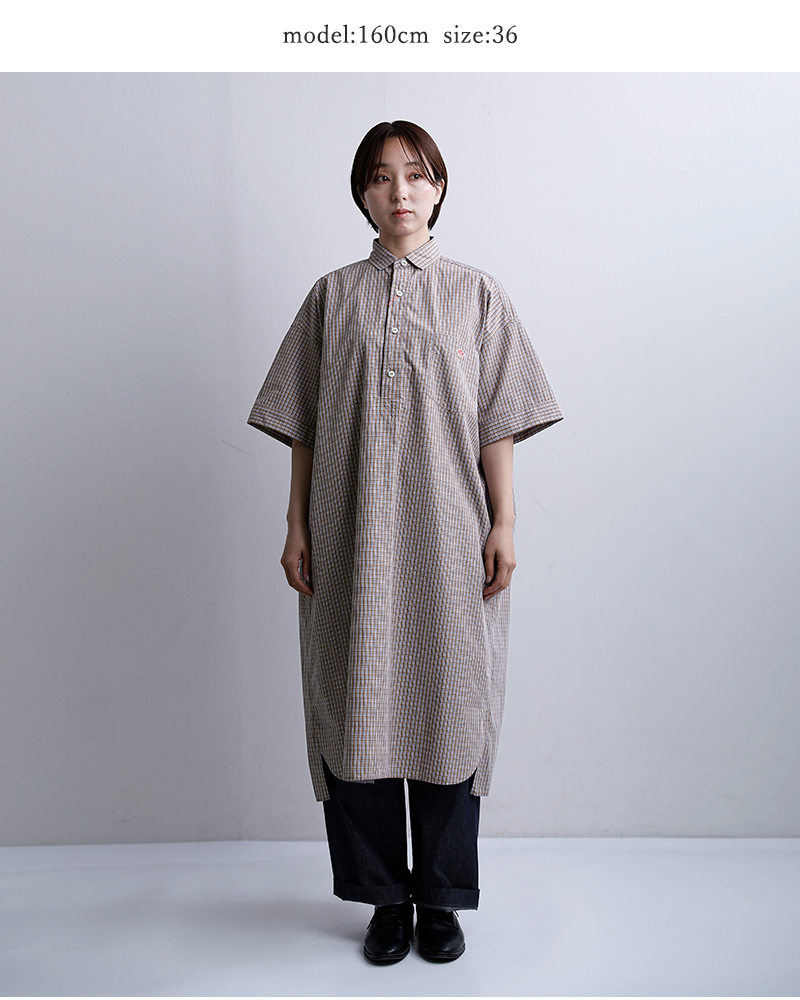 DANTON(ダントン)コットン チェック ショートスリーブ プルオーバー ドレス jd-3655cpp-26ss
