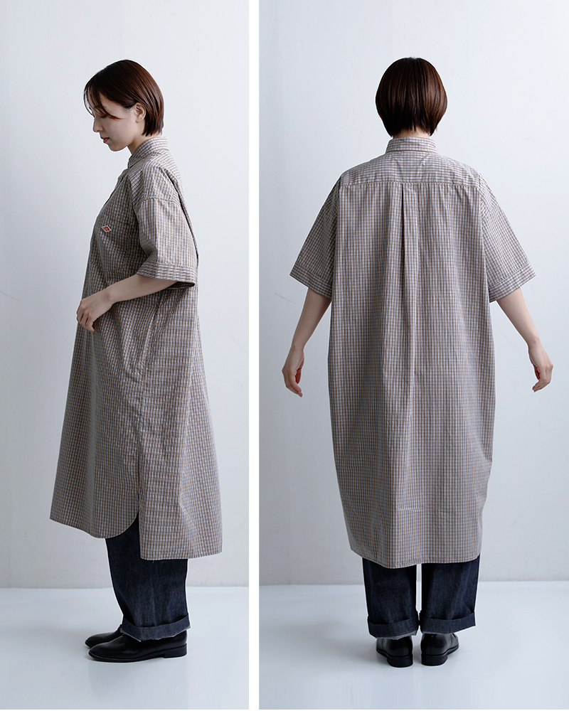 DANTON(ダントン)コットン チェック ショートスリーブ プルオーバー ドレス jd-3655cpp-26ss