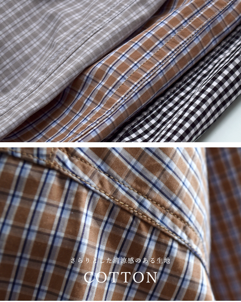 DANTON(ダントン)コットン チェック ショートスリーブ プルオーバー ドレス jd-3655cpp-26ss